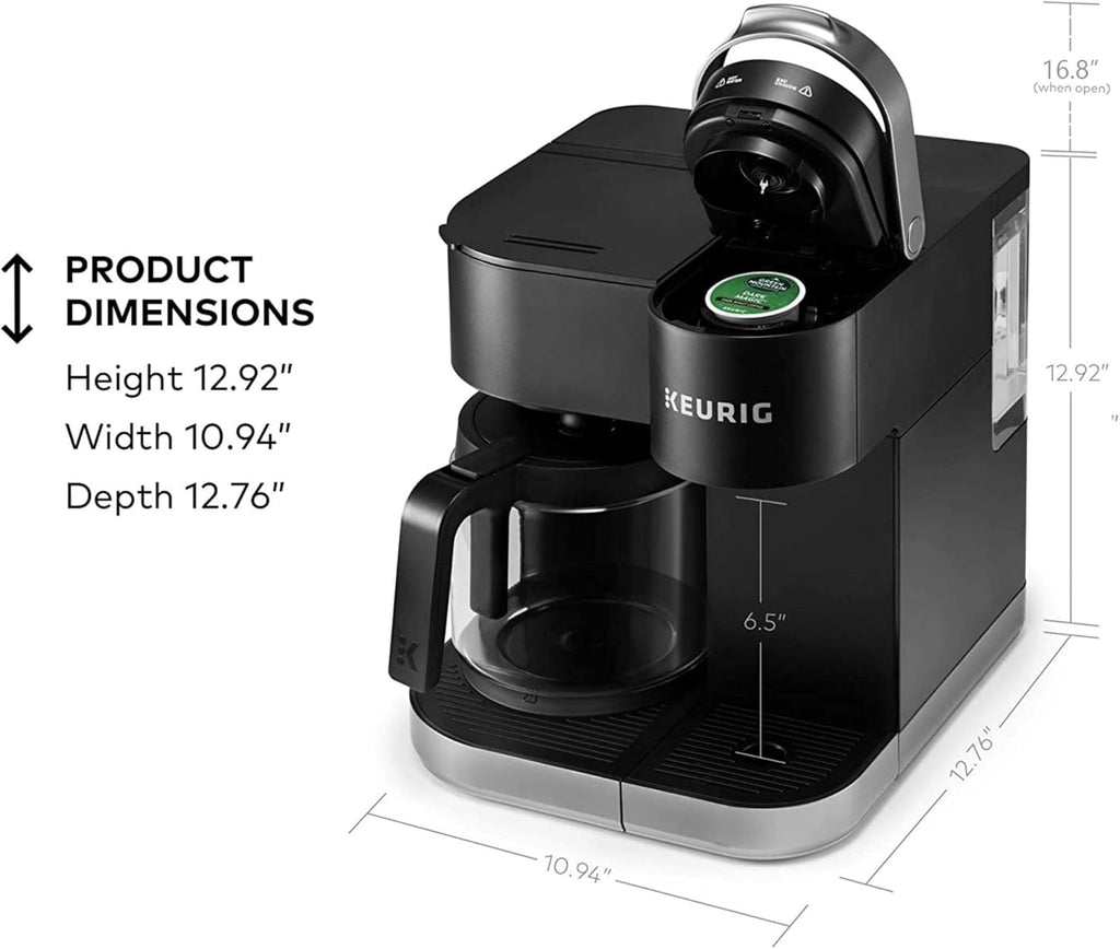 Keurig K-Duo Single Serve K-Cup Pod & Carafe Coffee Maker, with Multiple Brew Sizes, 60oz Removable Reservoir, Programmable Auto Brew Carafe, Black