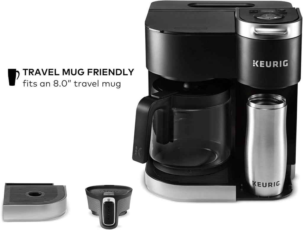 Keurig K-Duo Single Serve K-Cup Pod & Carafe Coffee Maker, with Multiple Brew Sizes, 60oz Removable Reservoir, Programmable Auto Brew Carafe, Black