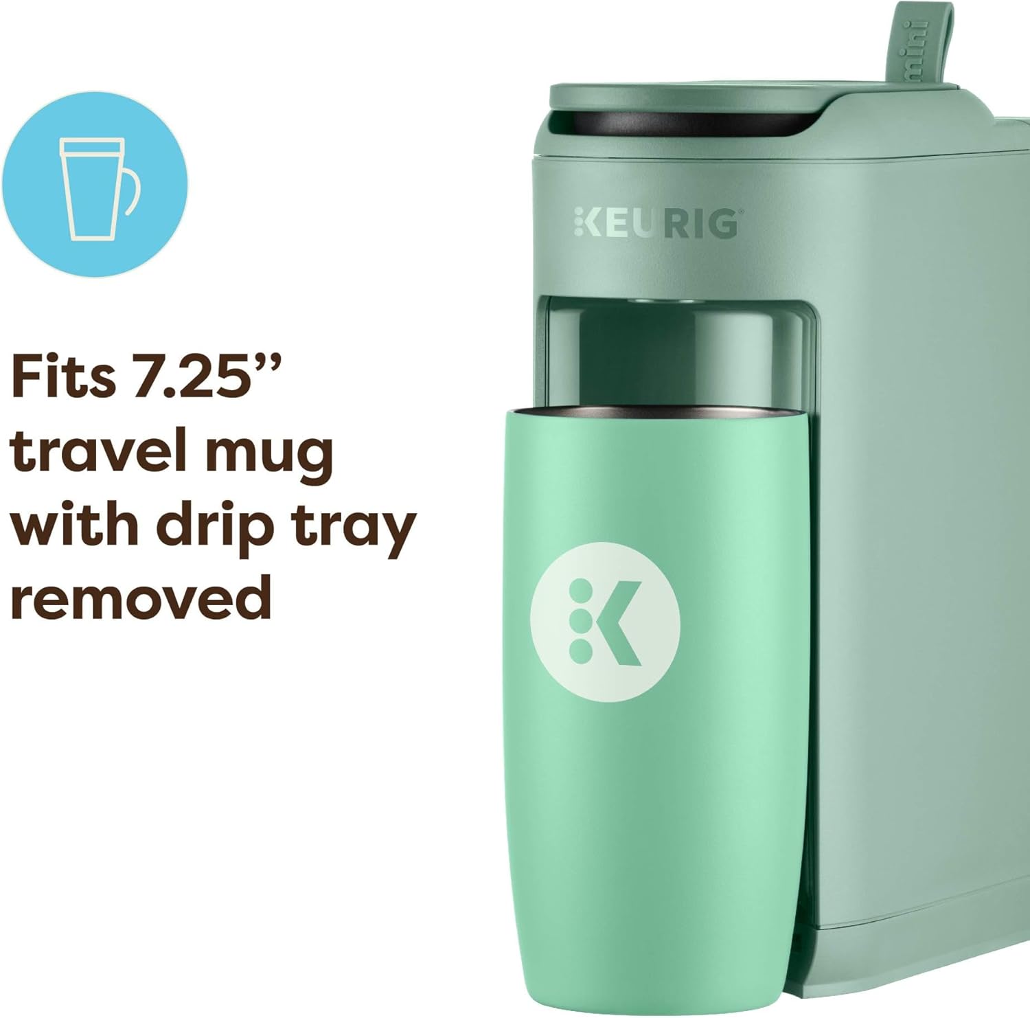 Keurig K-Mini Mate Single Serve K-Cup Pod Coffee Maker, Brews Up to 12 oz Cup, Compact Portable Coffee Machine for Small Spaces, Great for Dorms & Offices, Glamping Green