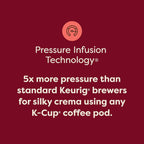 Keurig K-Crema Single Serve K-Cup Pod Coffee Maker, PressureInfusion & MultiStream Technology, Brews Crema-Topped Coffee, Espresso-Style Shots, Classic Coffee, Tea, Cocoa, 72 oz Removable Reservoir