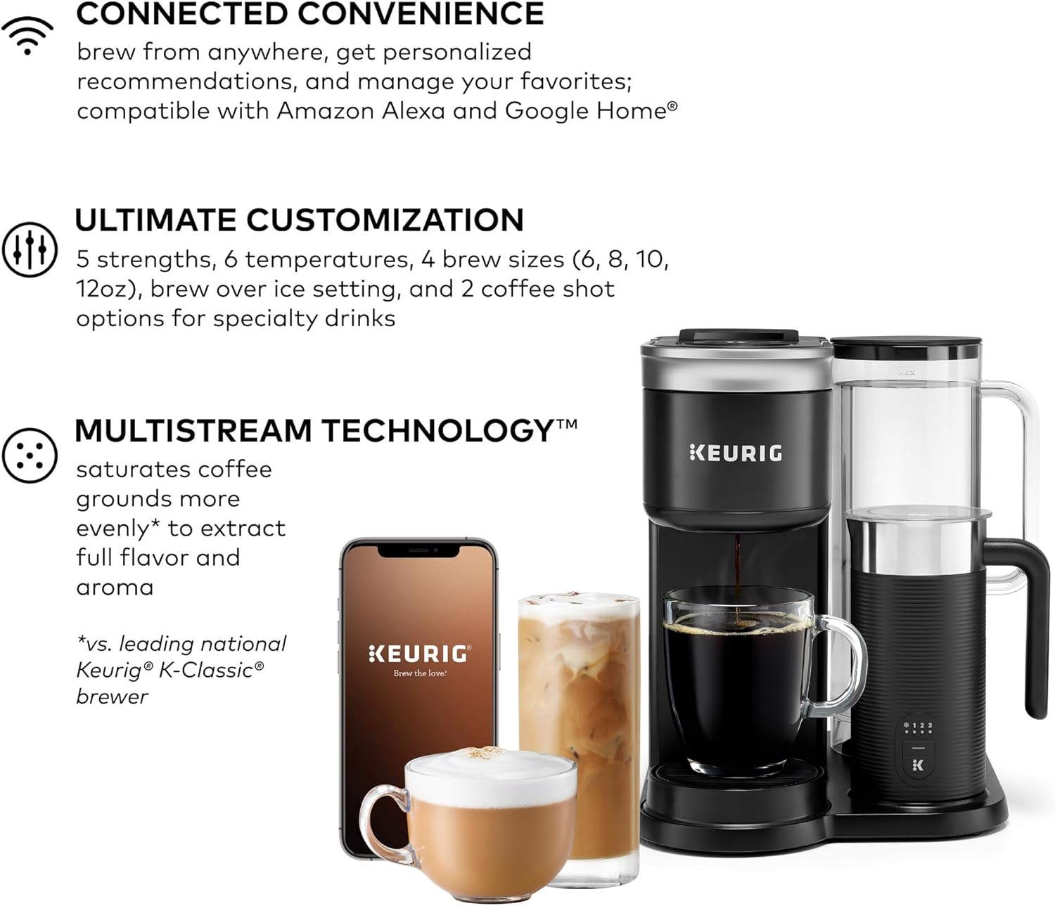 Keurig K-Cafe Essentials Single Serve K-Cup Pod Coffee Maker, Black