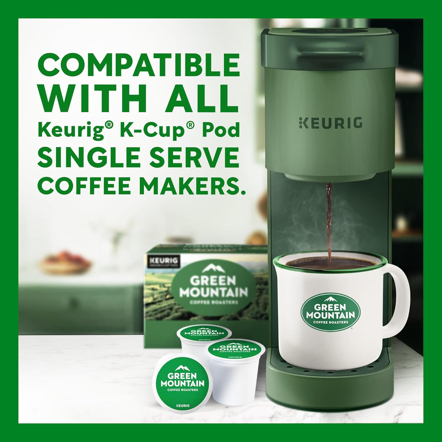 Green Mountain Coffee Roasters Half Caff, Keurig Single Serve K-Cup Pods, Medium Roast Coffee, 60 Count, (6 Packs of 10)