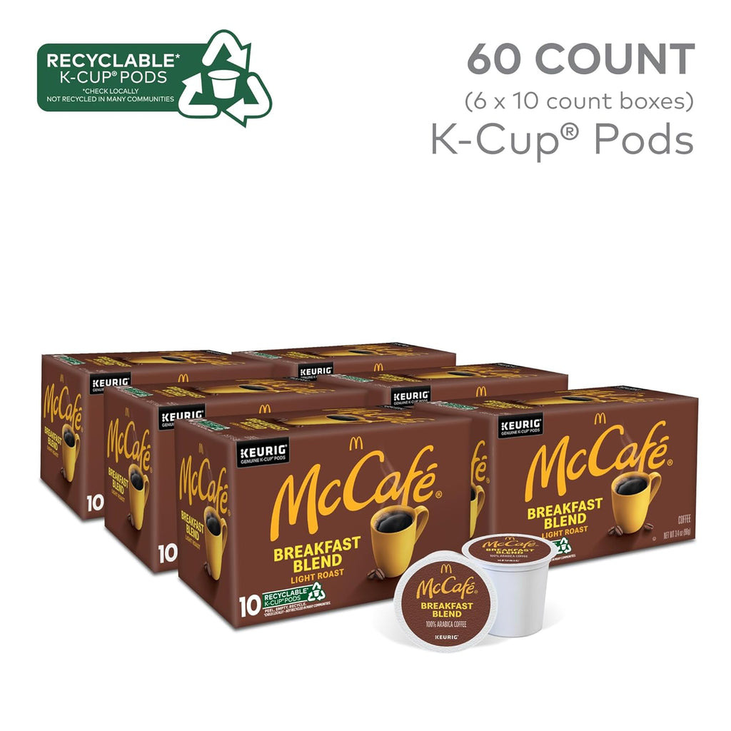 McCafe Breakfast Blend, Single Serve Coffee Keurig K-Cup Pods, Light Roast, 60 Count (6 Packs of 10)