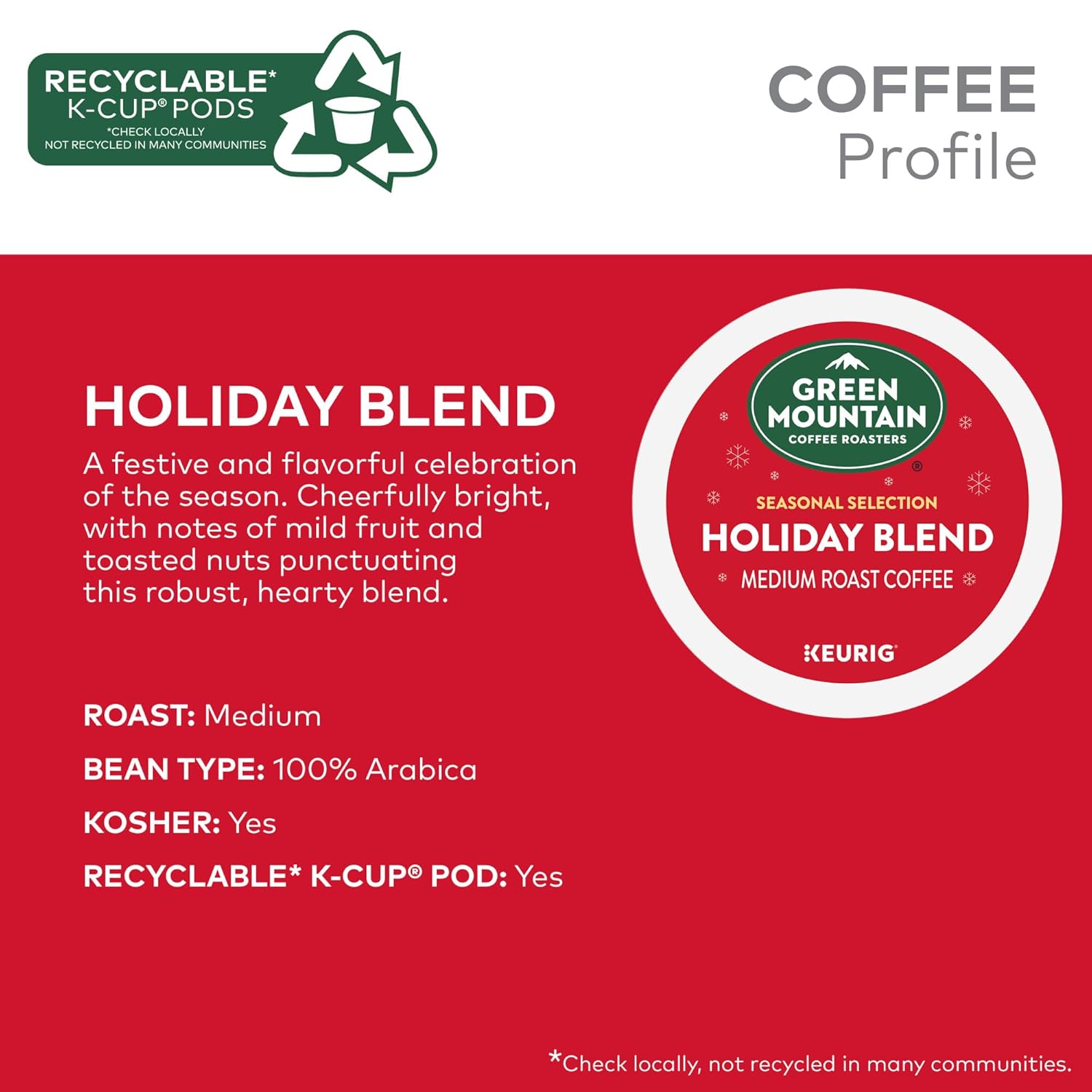 Green Mountain Coffee Roasters, Holiday Blend Coffee, Keurig Single Serve K-Cup Pods, 60 count