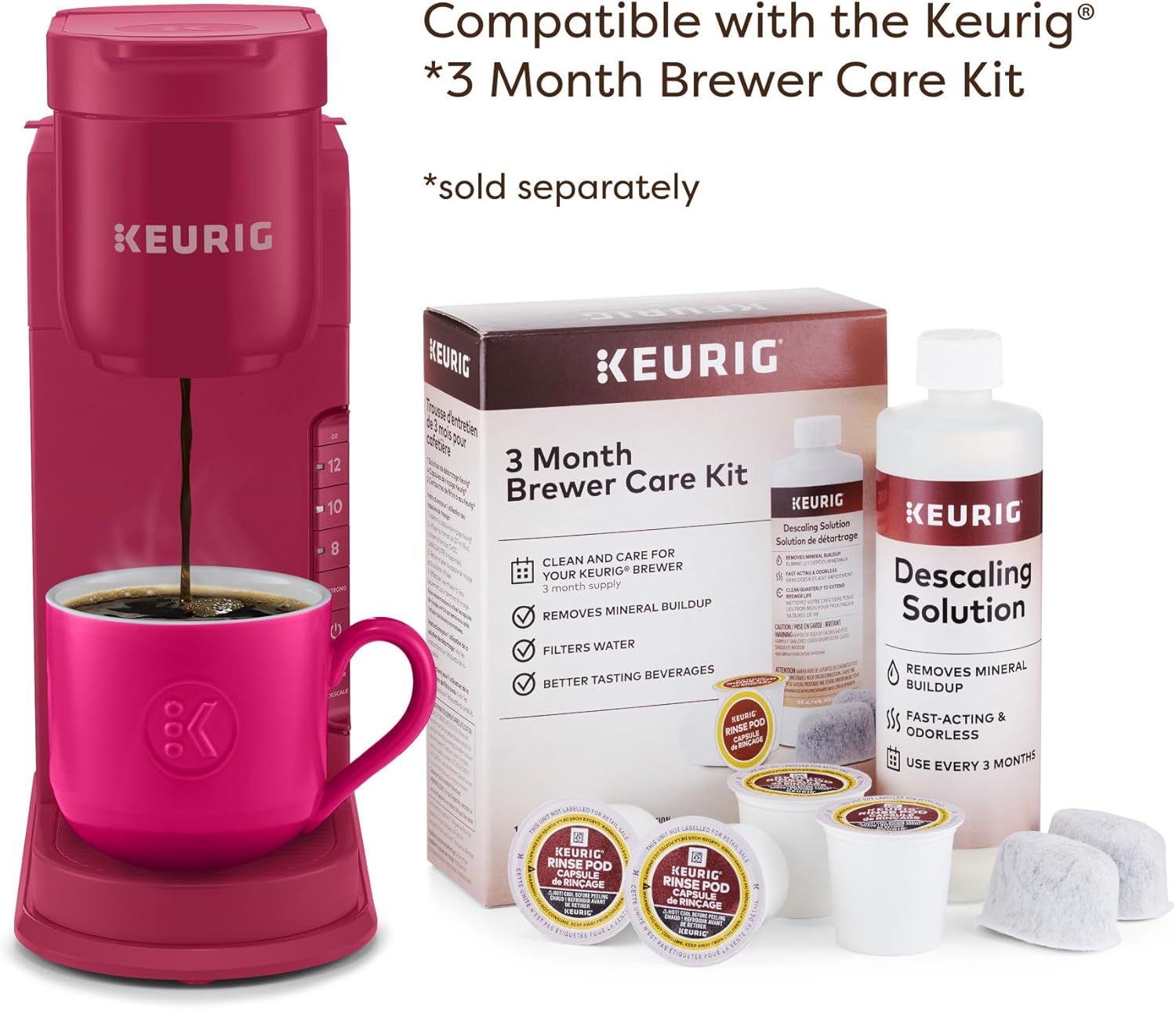 Keurig K-Express Single Serve K-Cup Pod Coffee Maker, 3 Brew Sizes, Strong Button Feature, 42oz Removable Reservoir, Island Berry