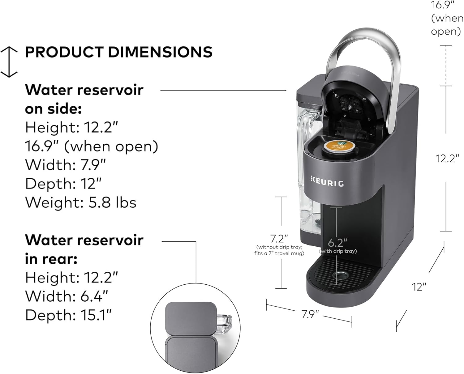 Keurig K-Supreme SMART Single Serve Coffee Maker With Wifi Compatibility, 4 Brew Sizes, And 66oz Removable Reservoir, Compatible with Alexa, Gray