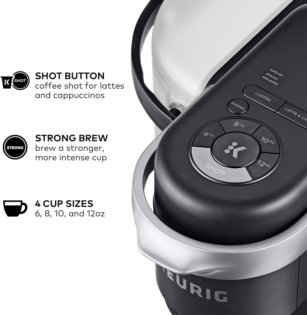 Keurig K-Cafe Single-Serve K-Cup Coffee Maker, Latte Maker and Cappuccino Maker, Comes with Dishwasher Safe Milk Frother, Coffee Shot Capability, Compatible with all Keurig K-Cup Pods, Dark Charcoal