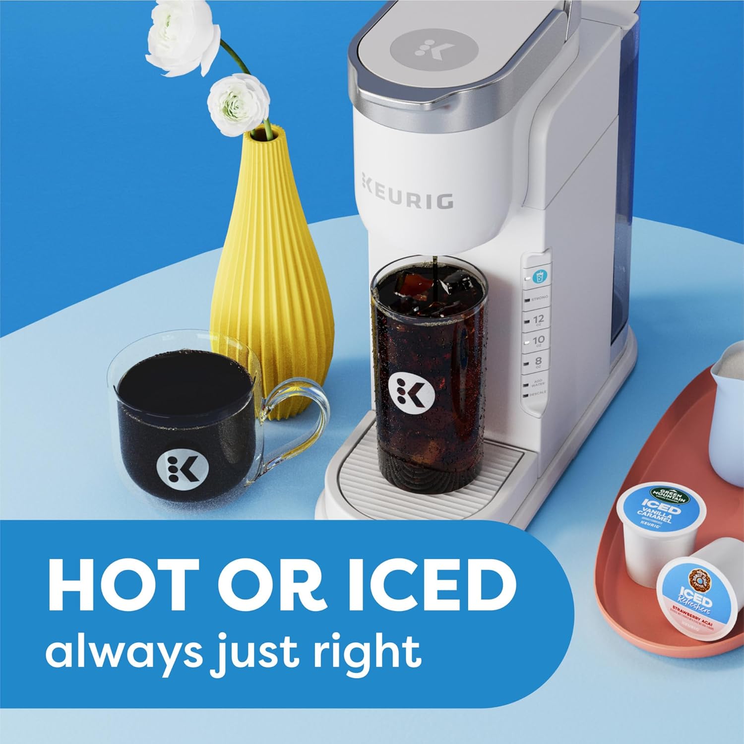 Keurig K-Iced Coffee Maker, Single Serve K-Cup Pod Iced Coffee Maker, With Hot and Cold Coffee Capabilities, Brews Any K-Cup Pod, Gray