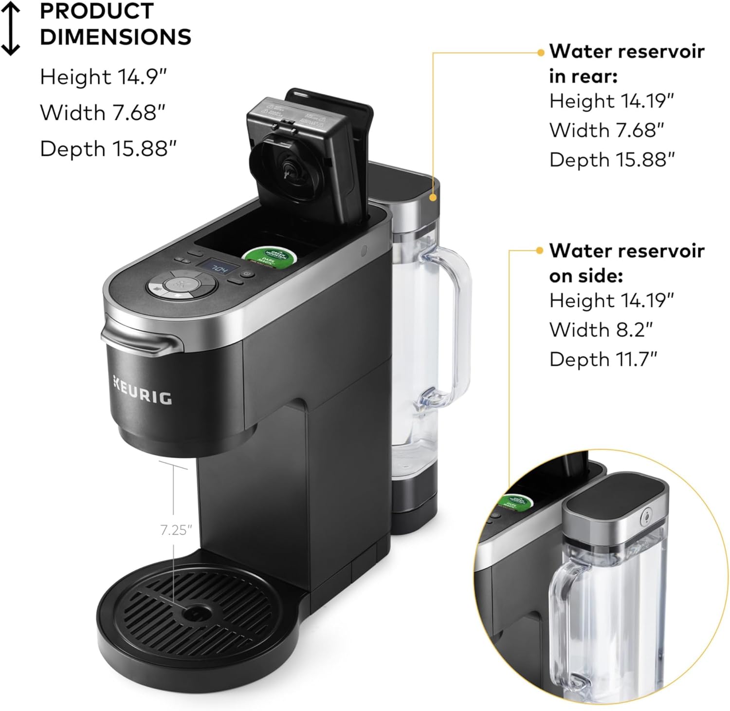 Keurig K-Duo Plus Single Serve & Carafe Coffee Maker, Multi-Position 60oz Removable Reservoir, Programmable Auto Brew Carafe, Black