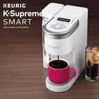 Keurig K-Supreme SMART Single Serve Coffee Maker With WiFi Compatibility, 4 Brew Sizes, And 66oz Removable Reservoir, Compatible with Alexa, White