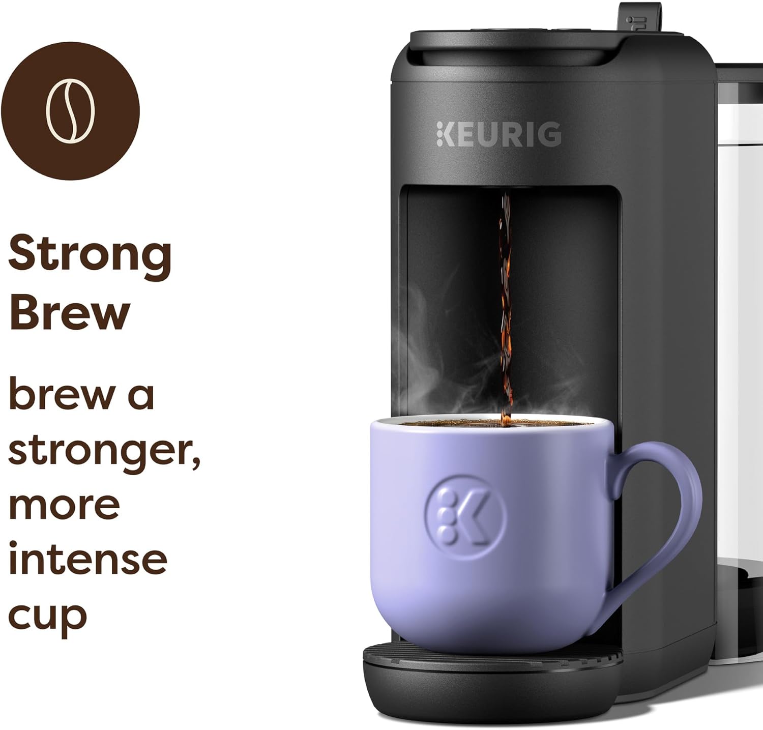 Keurig K-Mini Mate Plus Single-Serve K-Cup Pod Coffee Maker, Compact, 3 Cup Sizes, Brew Over Ice and Strong Button Features, 50 oz Removable Reservoir, Warm Stone