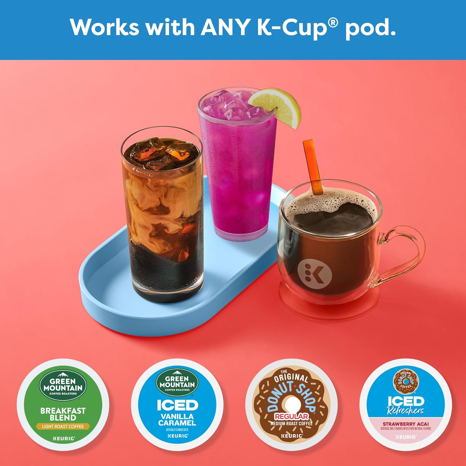 Keurig K-Iced Coffee Maker, Single Serve K-Cup Pod Iced Coffee Maker, With Hot and Cold Coffee Capabilities, Brews Any K-Cup Pod, Gray