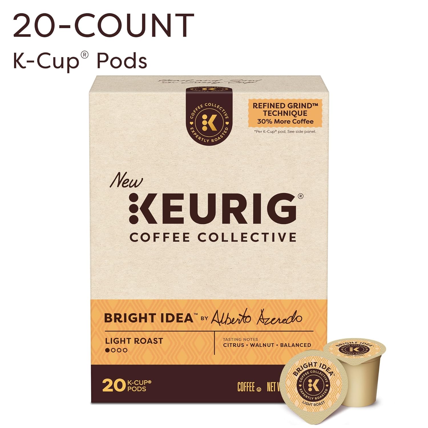 Keurig Coffee Collective, Bright Idea by Alberto Azeredo, Light Roast Coffee, Single Serve Keurig K-Cup Pods, 28 Count