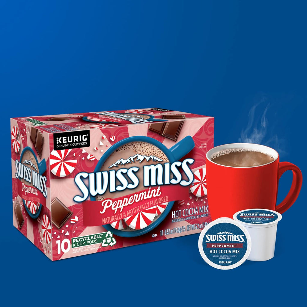 Swiss Miss Peppermint Hot Cocoa, Keurig Single-Serve K-Cup Pods, 60 Count (6 Packs of 10)