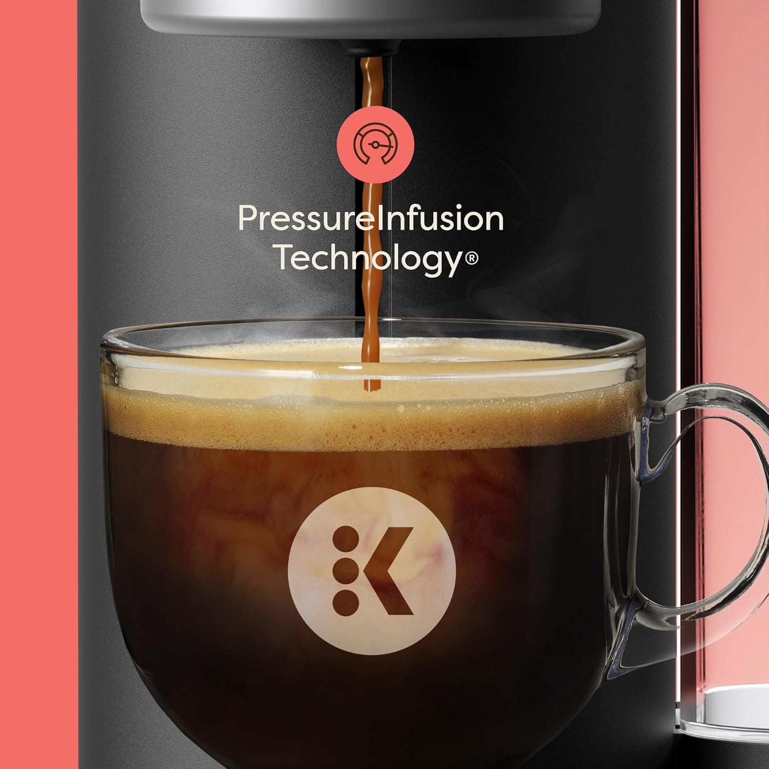 Keurig K-Crema Single Serve K-Cup Pod Coffee Maker, PressureInfusion & MultiStream Technology, Brews Crema-Topped Coffee, Espresso-Style Shots, Classic Coffee, Tea, Cocoa, 72 oz Removable Reservoir