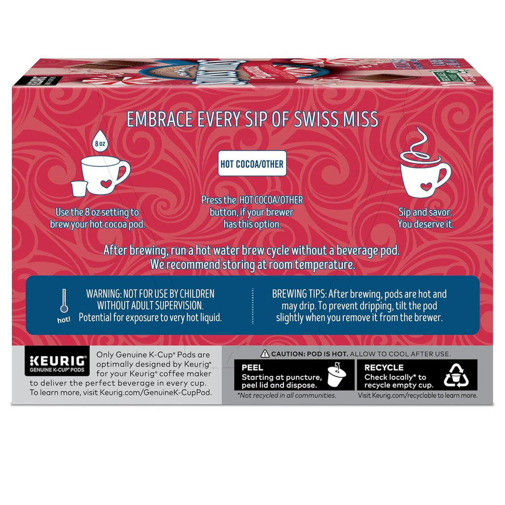 Swiss Miss Peppermint Hot Cocoa, Keurig Single-Serve K-Cup Pods, 60 Count (6 Packs of 10)