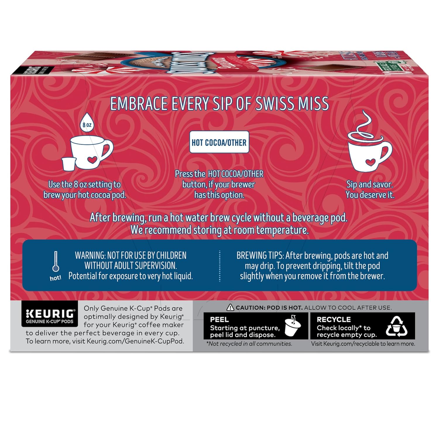 Swiss Miss Peppermint Hot Cocoa, Keurig Single-Serve K-Cup Pods, 60 Count (6 Packs of 10)