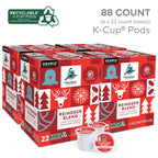 Caribou Coffee Reindeer Blend, Single-Serve Keurig K-Cup Pods, Dark Roast Coffee Pods, 88 Count