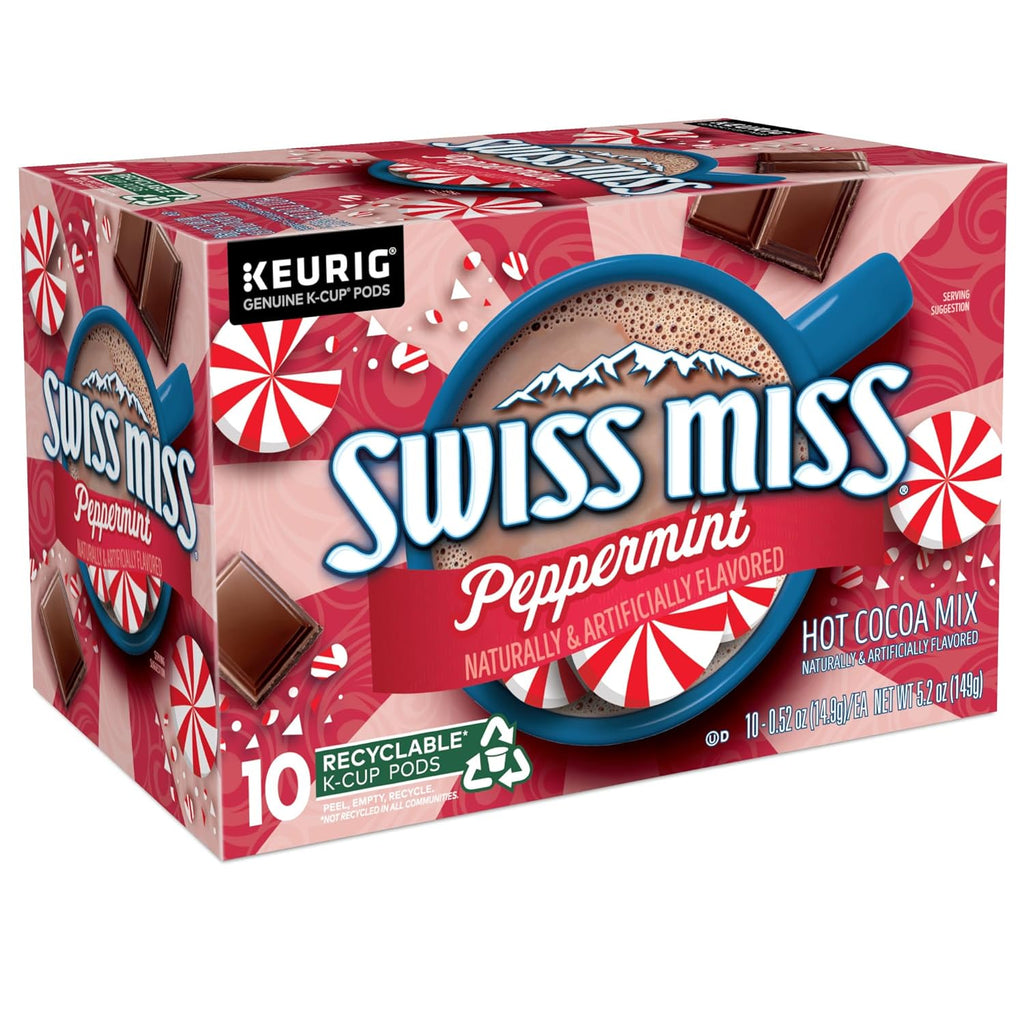 Swiss Miss Peppermint Hot Cocoa, Keurig Single-Serve K-Cup Pods, 60 Count (6 Packs of 10)