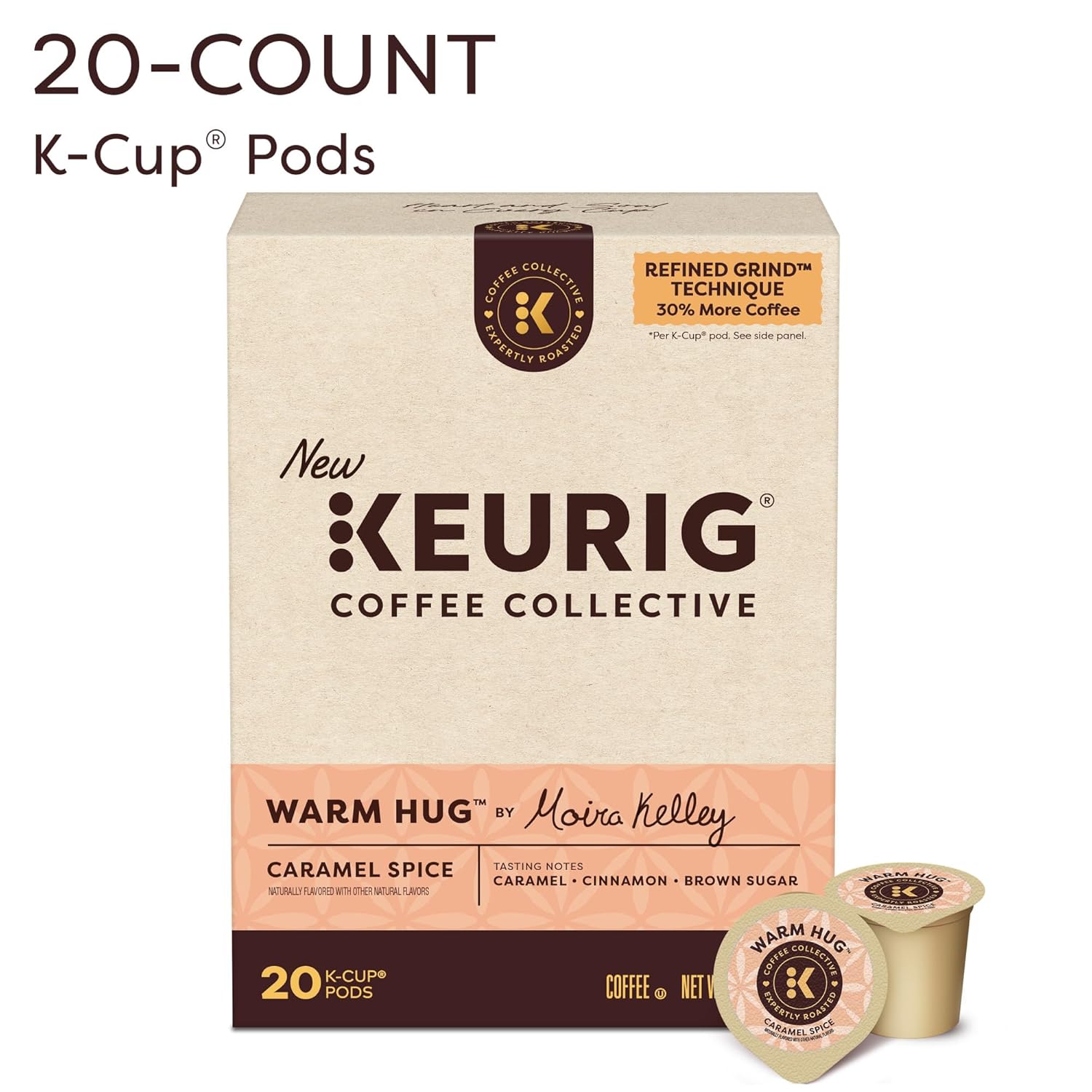 Keurig Coffee Collective, Warm Hug by Moira Kelley, Caramel Spice Flavored Coffee, Single Serve Keurig K-Cup Pods, 28 Count