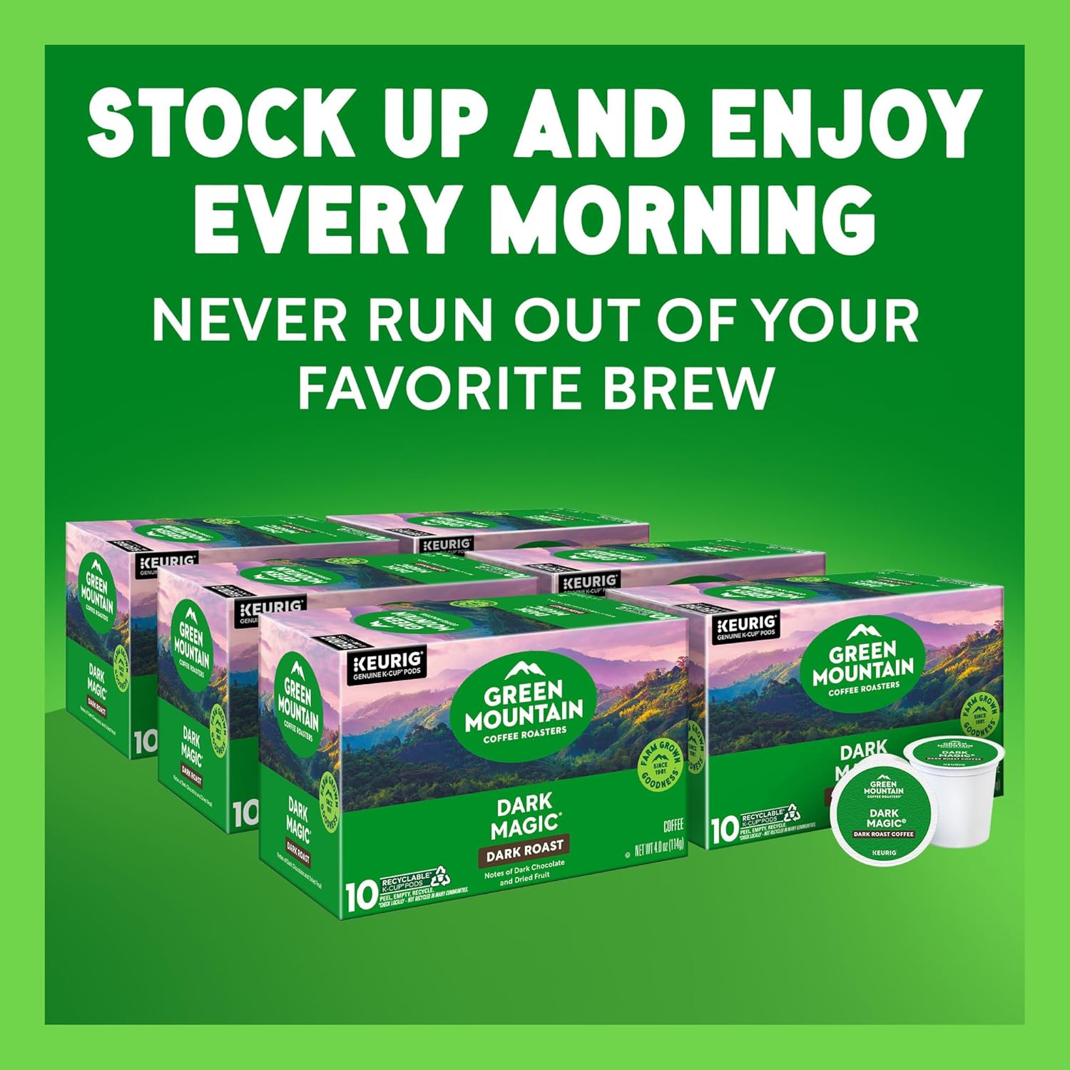 Green Mountain Coffee Roasters Dark Magic, Keurig Single Serve K-Cup Pods, Dark Roast Coffee, 60 Count, (6 Packs of 10)