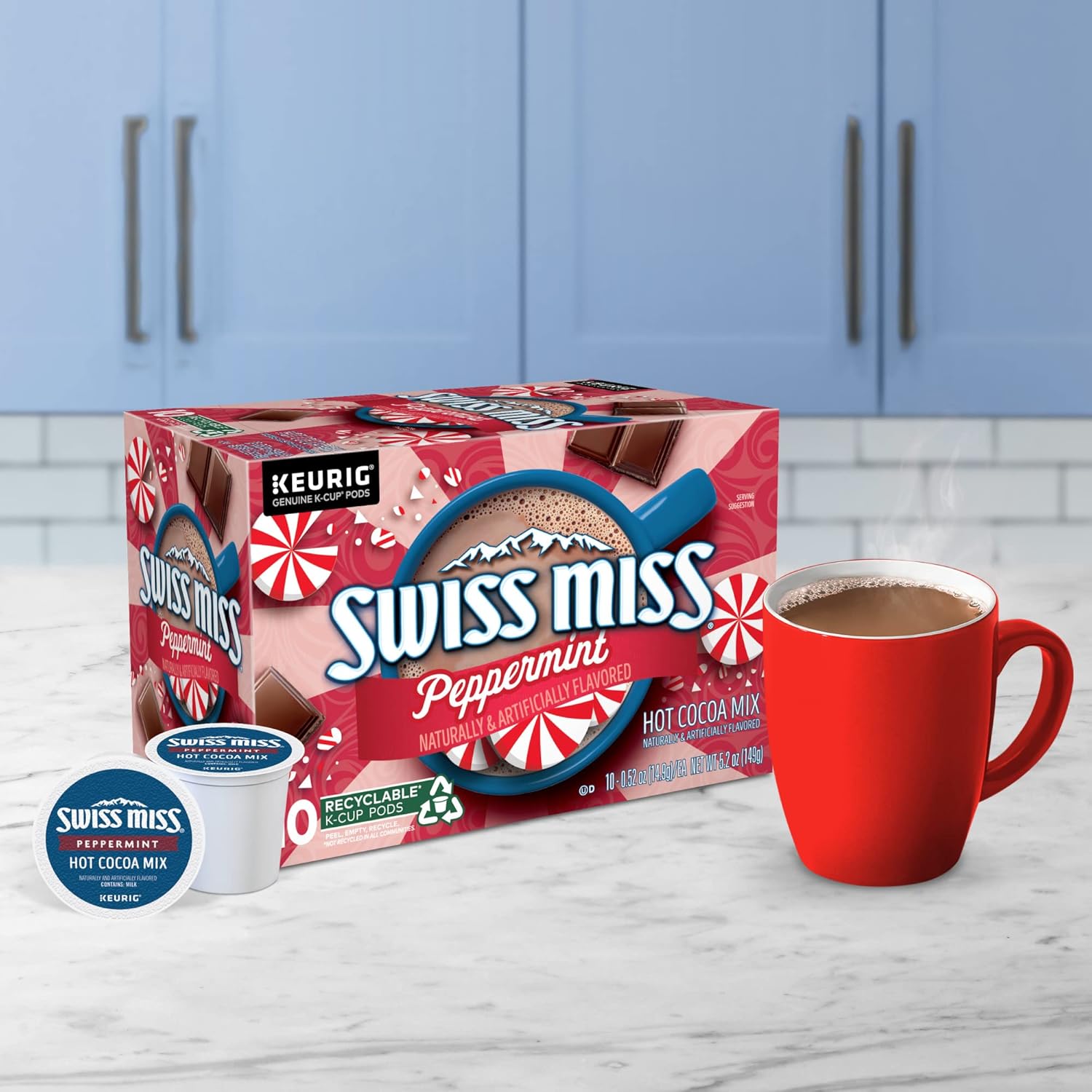 Swiss Miss Peppermint Hot Cocoa, Keurig Single-Serve K-Cup Pods, 60 Count (6 Packs of 10)