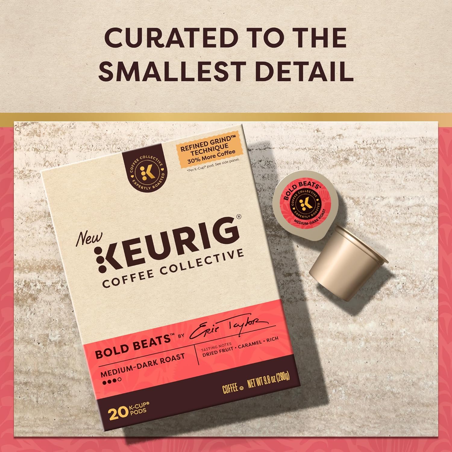 Keurig Coffee Collective, Bold Beats by Eric Taylor, Medium-Dark Roast Coffee, Single Serve Keurig K-Cup Pods, 20 Count